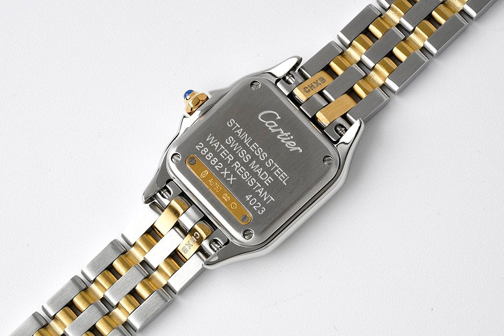 PANTHERE DE CARTIE 22MM QUARTZ GOLD STEEL WHITE DIAL
