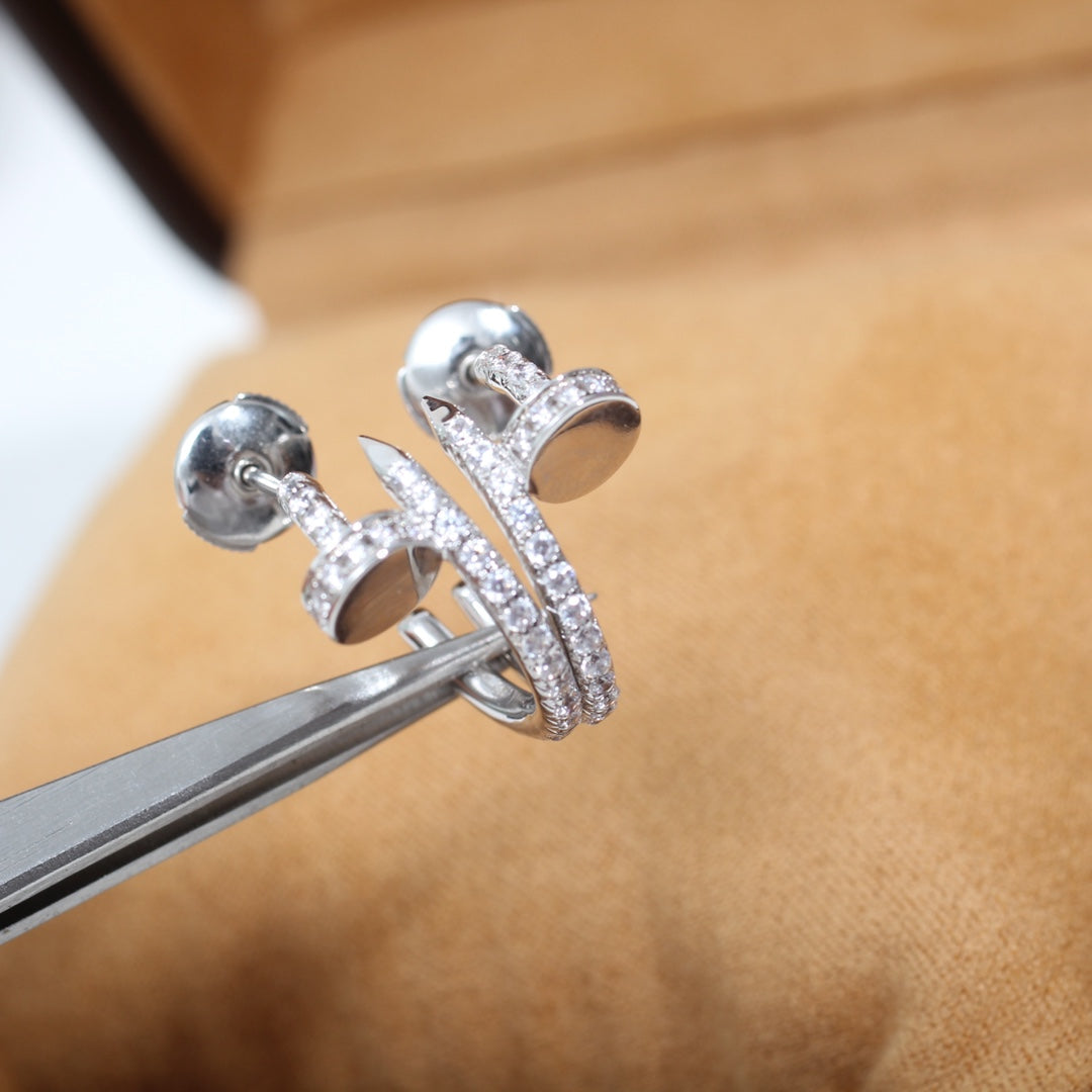 CARTIER JUSTE EARRINGS 12.75MM SILVER DIAMOND