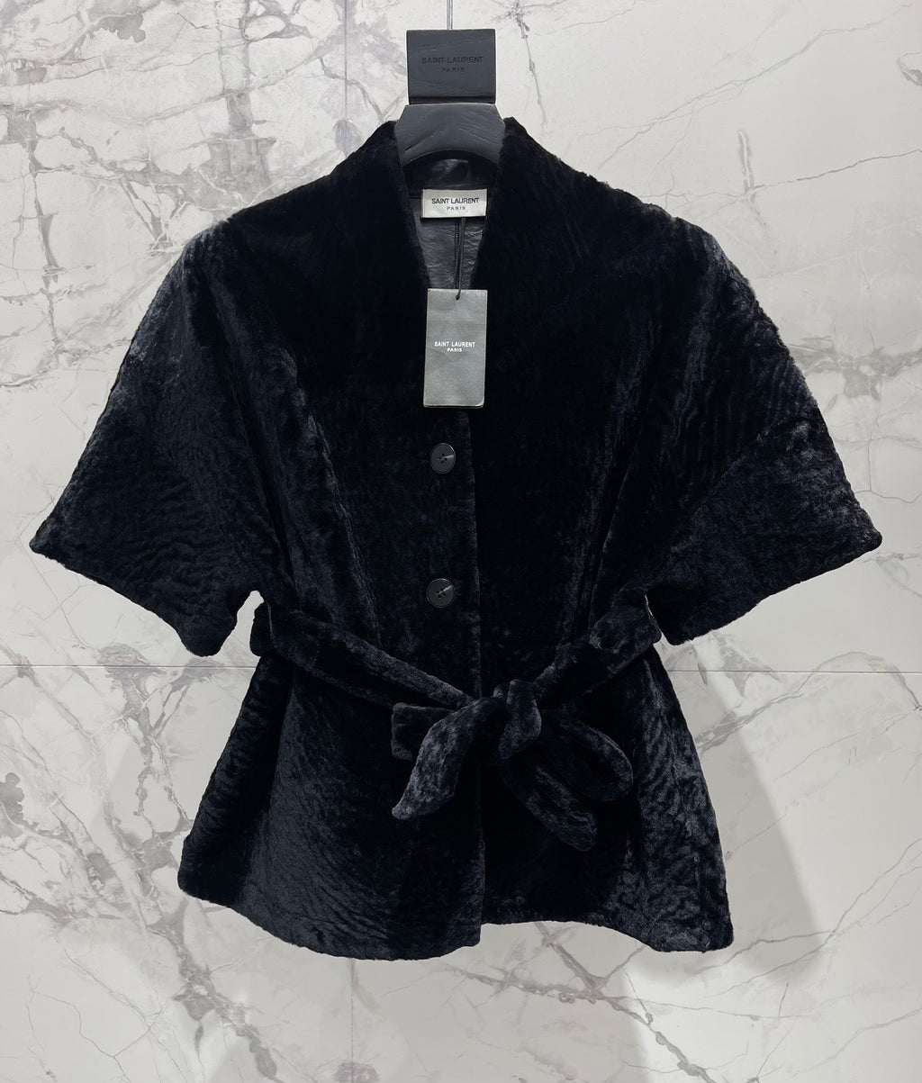 YSL 25S SHORT-SLEEVED SHEARLING COAT STYLE 231