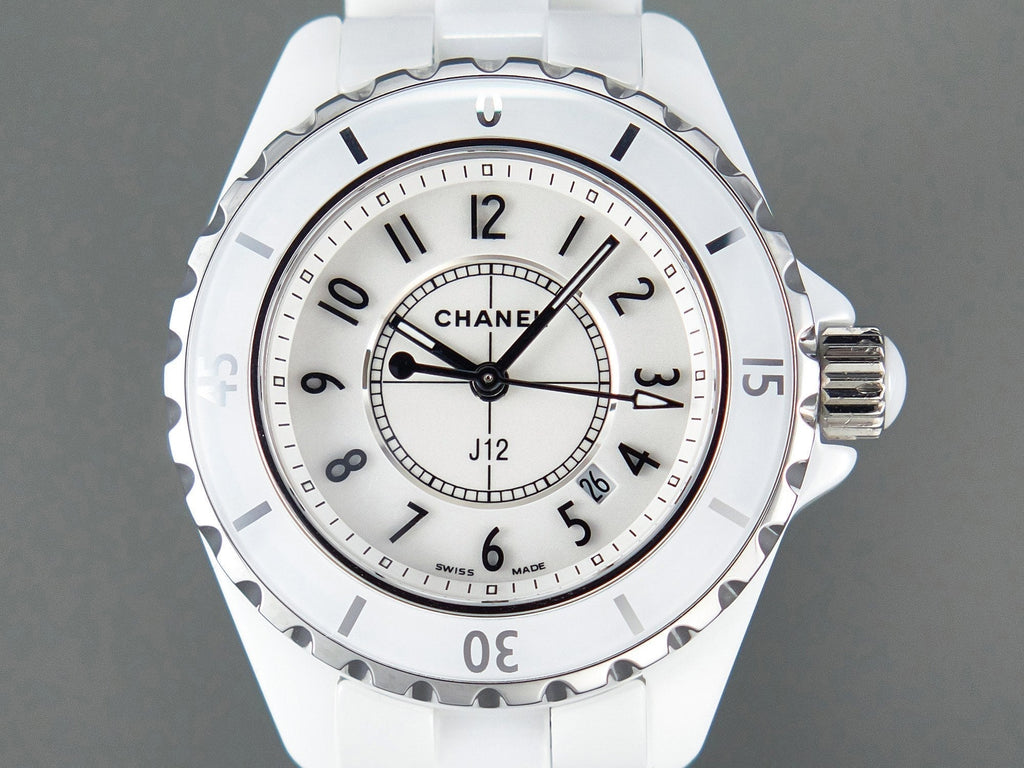CHANEL J12 Date Quartz White Ceramic Black Numerals White Dial